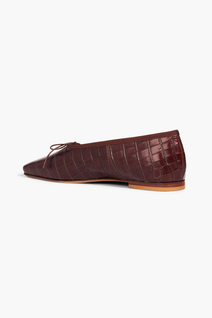 Mansur Gavriel Croc-Effect Leather Ballet Flats Chocolate Women's