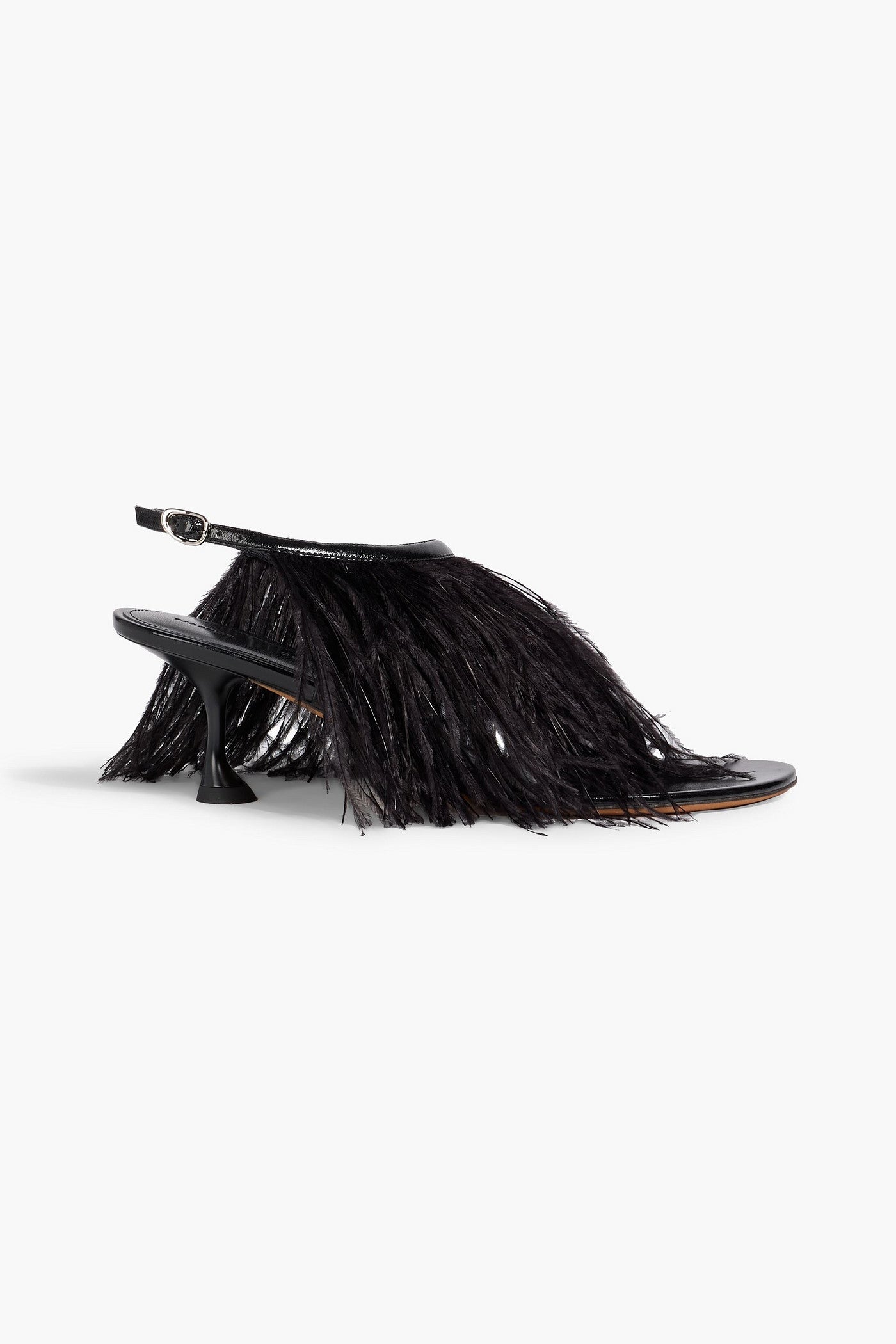 Proenza Schouler Feather-Embellished Leather Sandals Black Women's