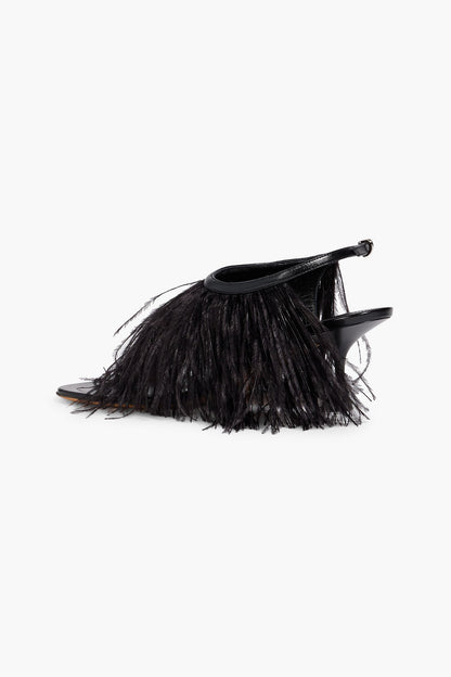 Proenza Schouler Feather-Embellished Leather Sandals Black Women's