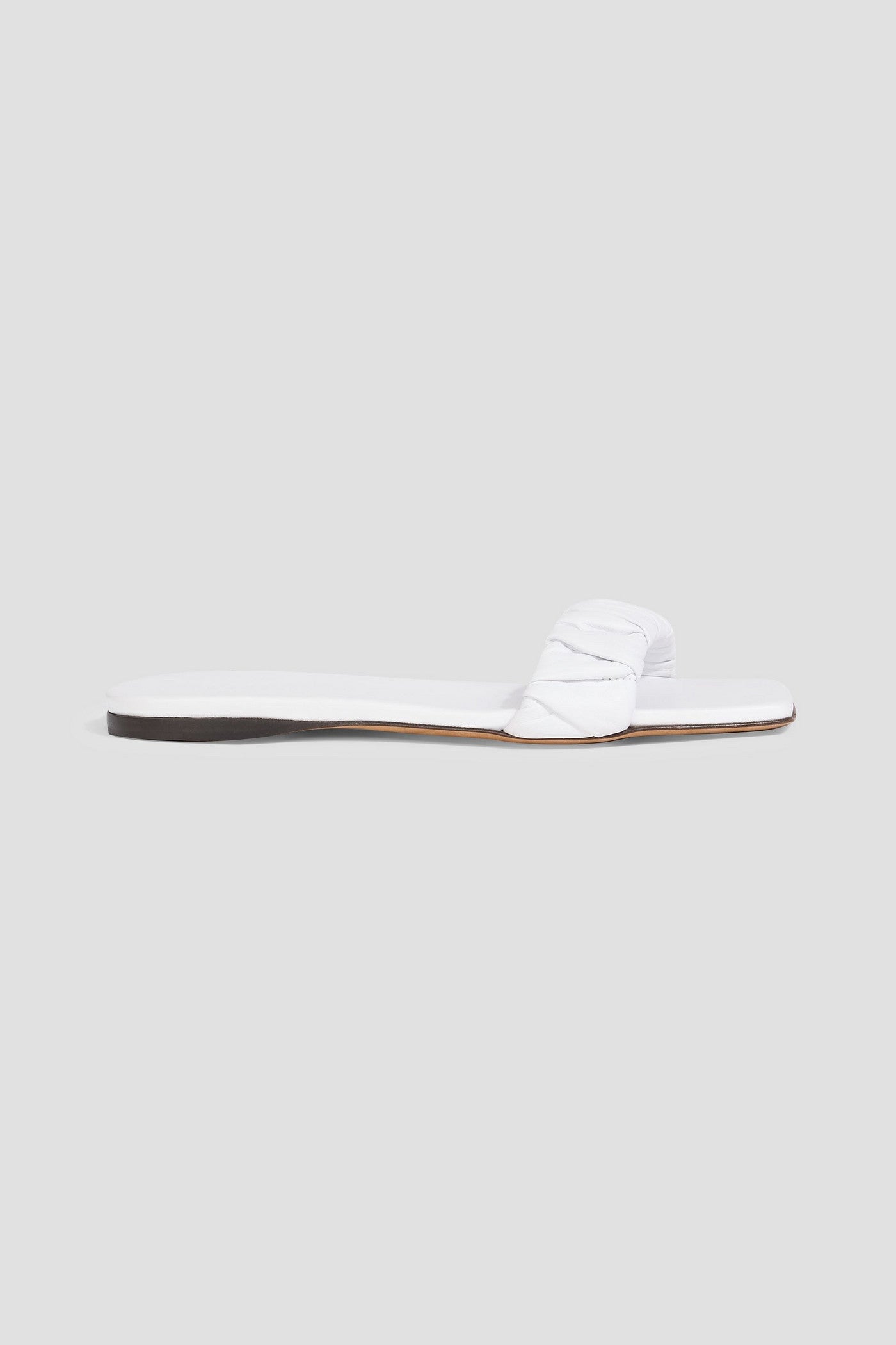 Tibi Jordan Ruched Leather Sandals White Women's