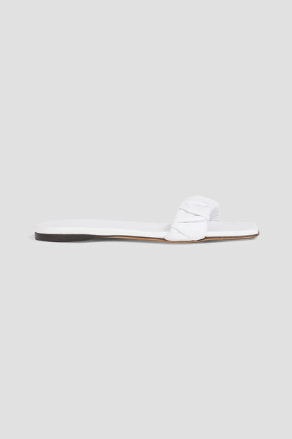 Tibi Jordan Ruched Leather Sandals White Women's