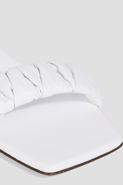Tibi Jordan Ruched Leather Sandals White Women's