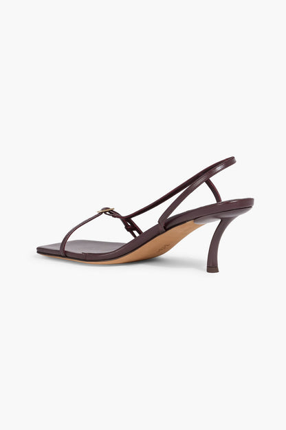 Tibi Kendrick Leather Slingback Sandals Burgundy Women's