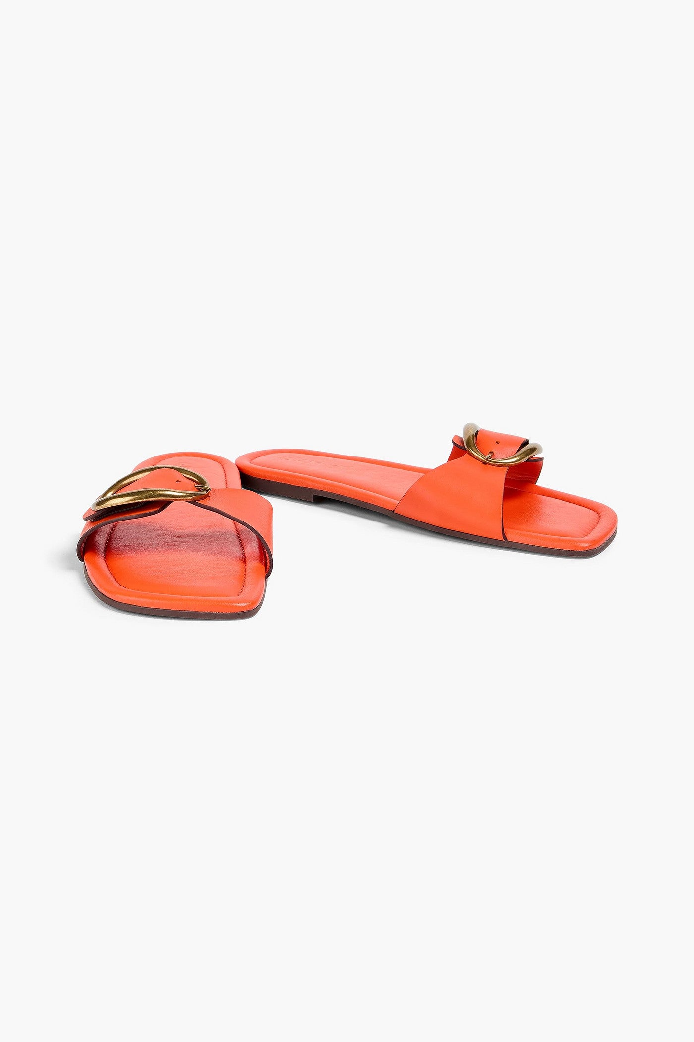 Farm Rio Buckled Leather Slides Orange Women's