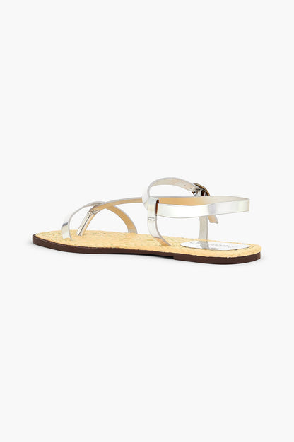 Farm Rio Mirrored-Leather Sandals Silver Women's