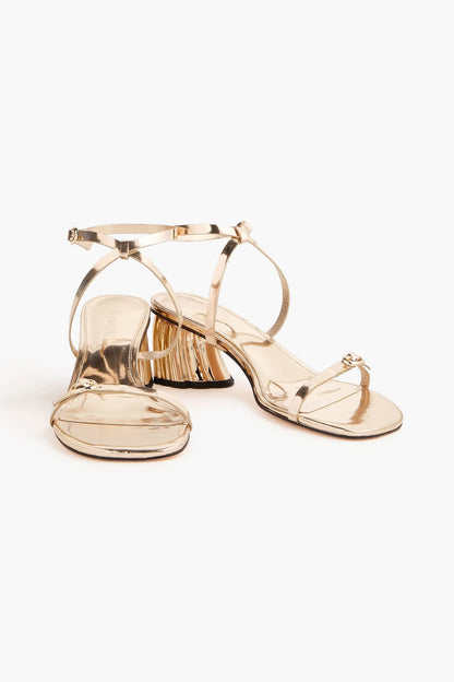 Farm Rio Mirrored-Leather Sandals Gold Women's