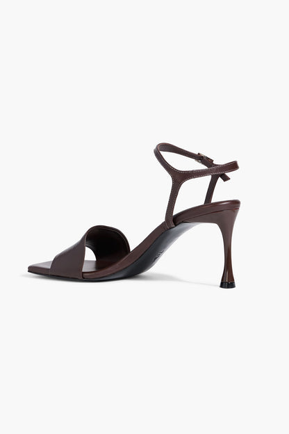 Tibi Golly Leather Sandals Dark Brown Women's