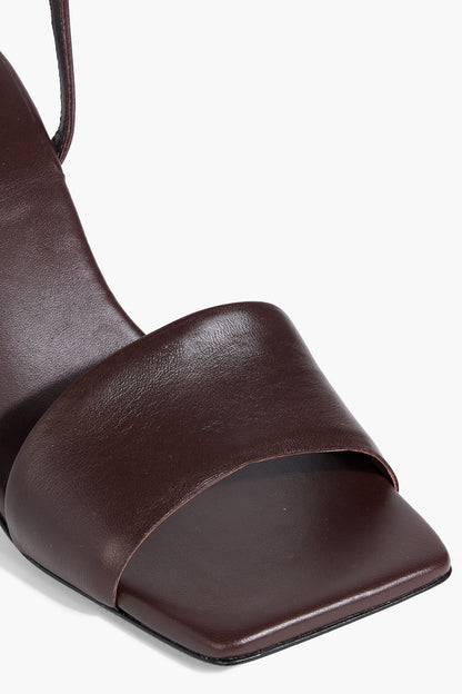 Tibi Golly Leather Sandals Dark Brown Women's