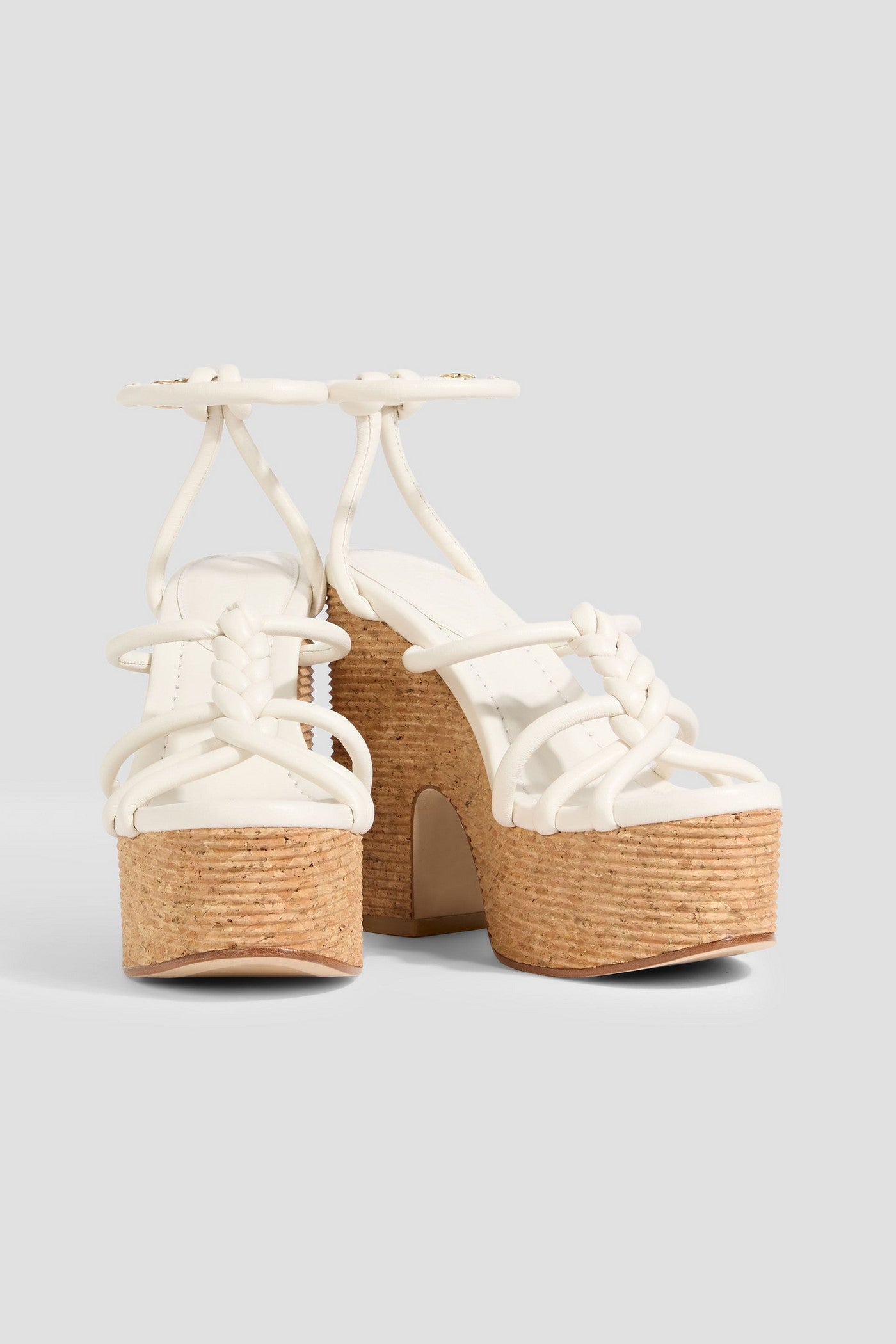 Jimmy Choo Clare 130 Braided Leather Platform Sandals Off-White Women's