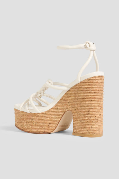 Jimmy Choo Clare 130 Braided Leather Platform Sandals Off-White Women's