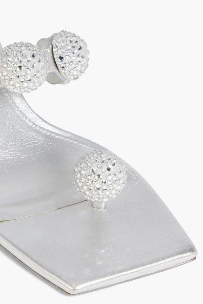 Cult Gaia Sarina Crystal-Embellished Metallic Leather And Suede Sandals Silver Women's