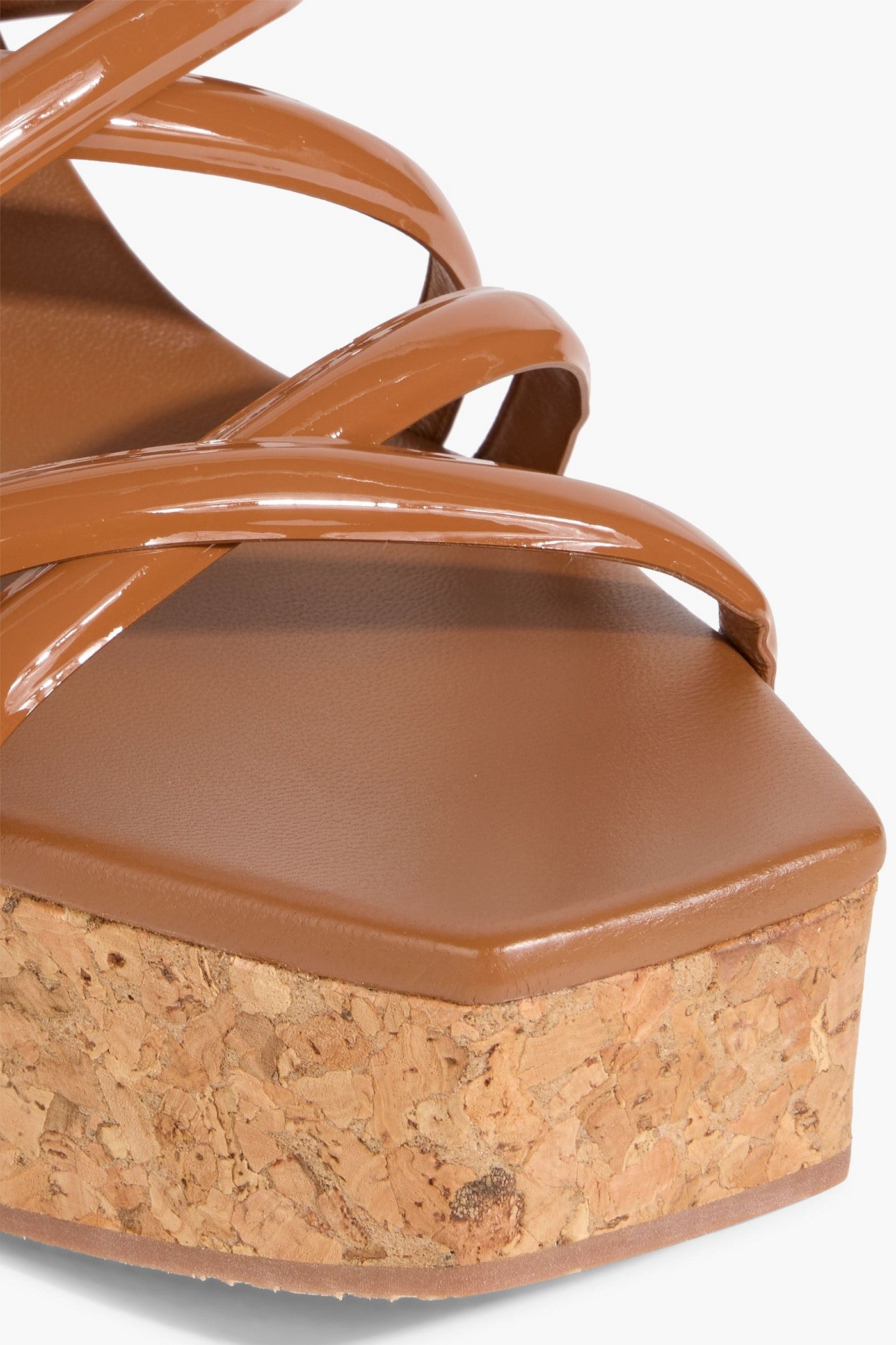 Jimmy Choo Cecelia 95 Patent-Leather Platform Sandals Light Brown Women's