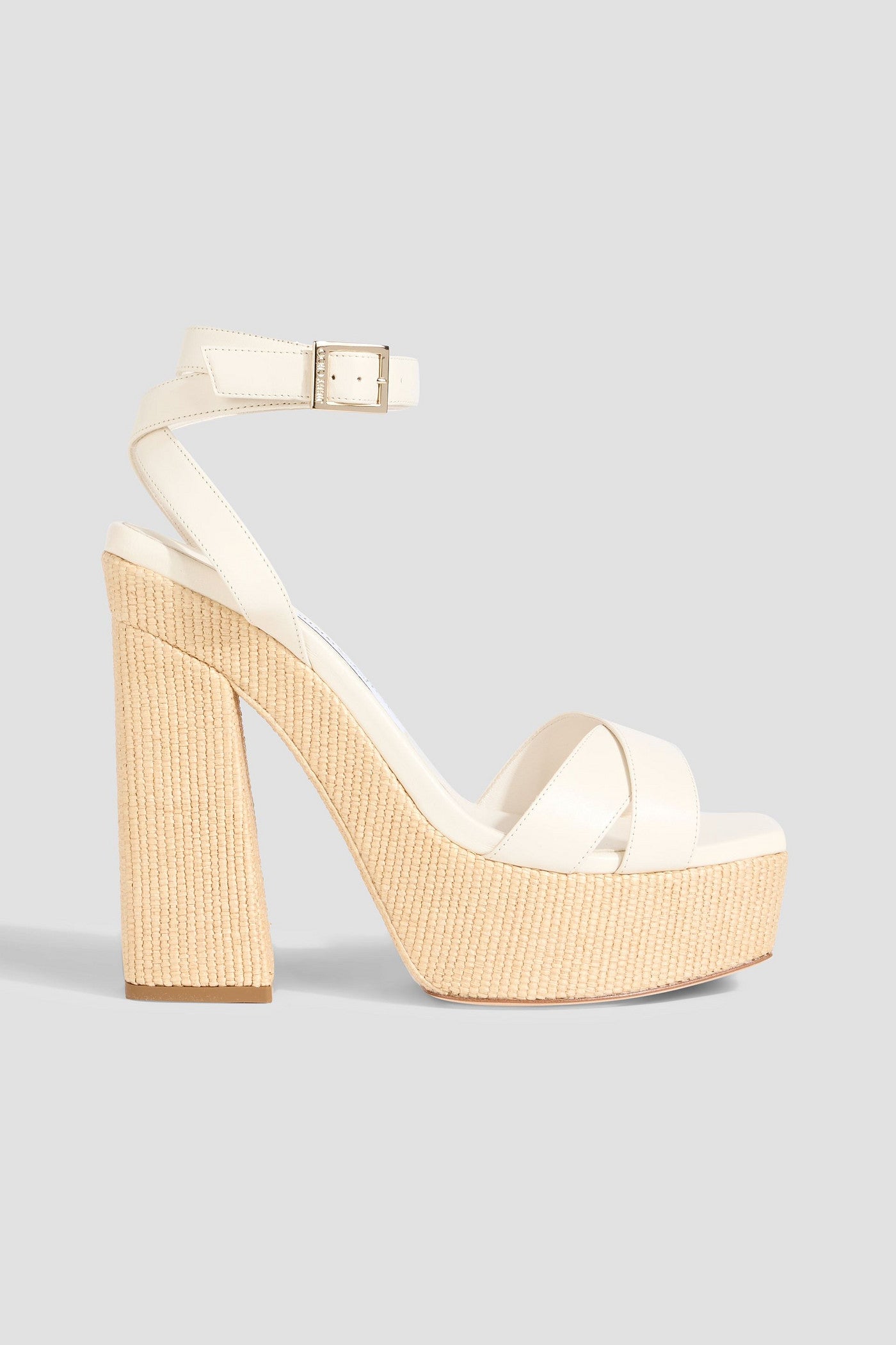 Jimmy Choo Gaia 140 Leather Platform Sandals White Women's