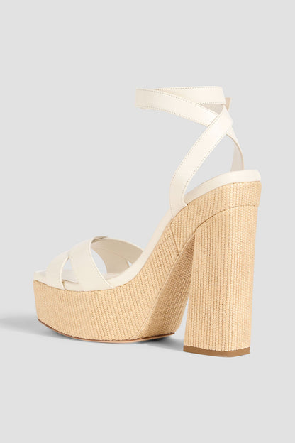 Jimmy Choo Gaia 140 Leather Platform Sandals White Women's