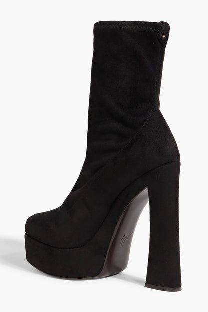 Giuseppe Zanotti Aureliee 100 Brushed Platform Ankle Boots Black Women's