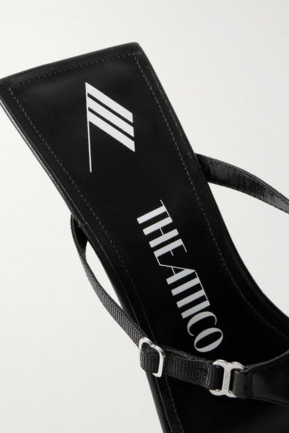 The Attico Bes Embellished Grosgrain-Trimmed Leather Mules Black Women's