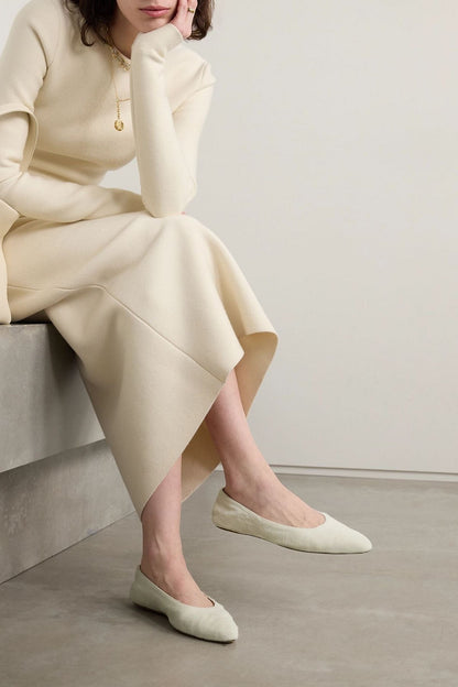 Gabriela Hearst Andre Calf Hair Point-Toe Flats Ivory Women's