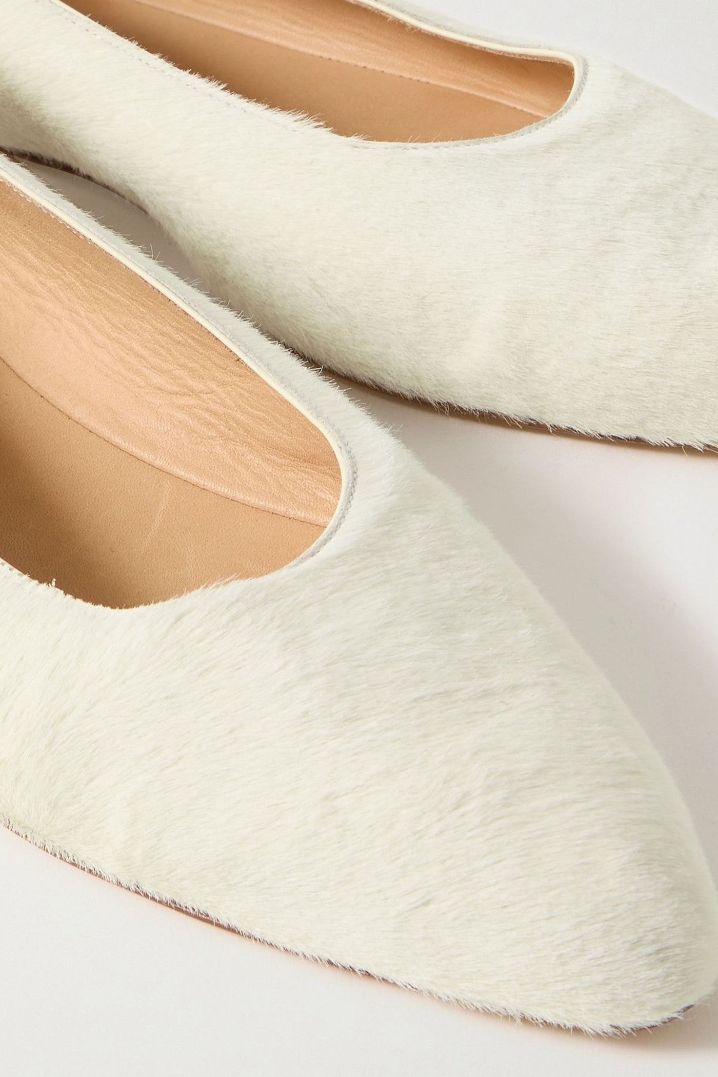 Gabriela Hearst Andre Calf Hair Point-Toe Flats Ivory Women's