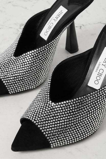 Jimmy Choo Maryanne Crystal-Embellished Suede Pumps Black Women's