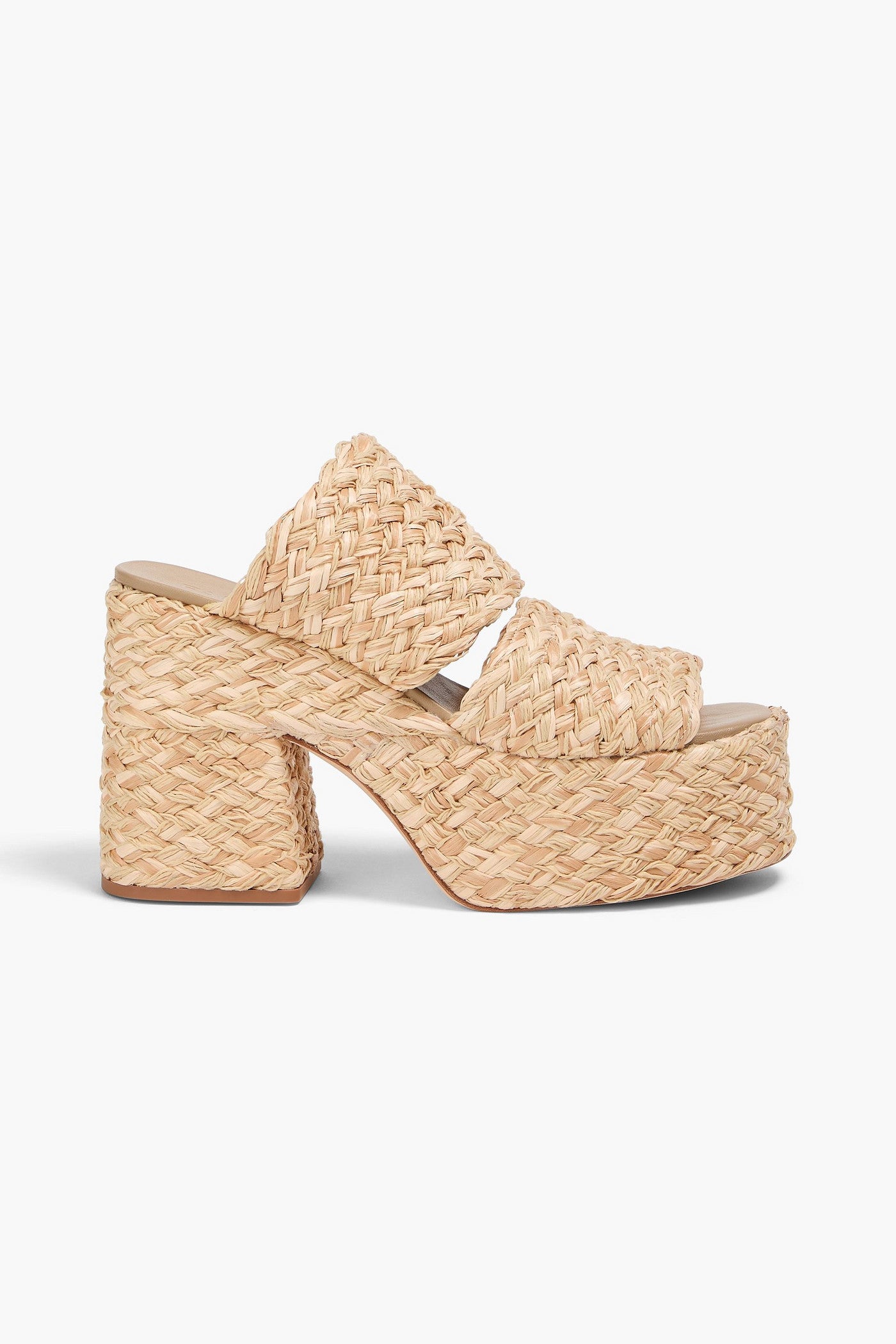 Farm Rio Faux Raffia Platform Mules Neutral Women's