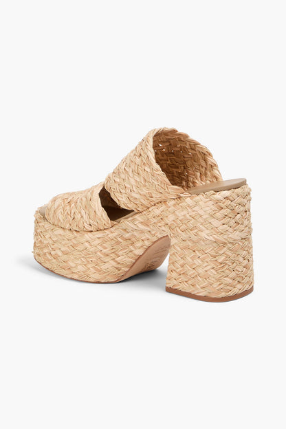 Farm Rio Faux Raffia Platform Mules Neutral Women's