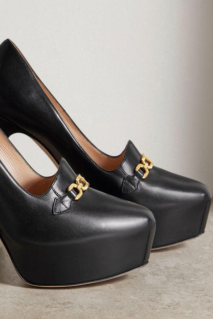 Tom Ford Embellished Leather Platform Pumps Black Women's
