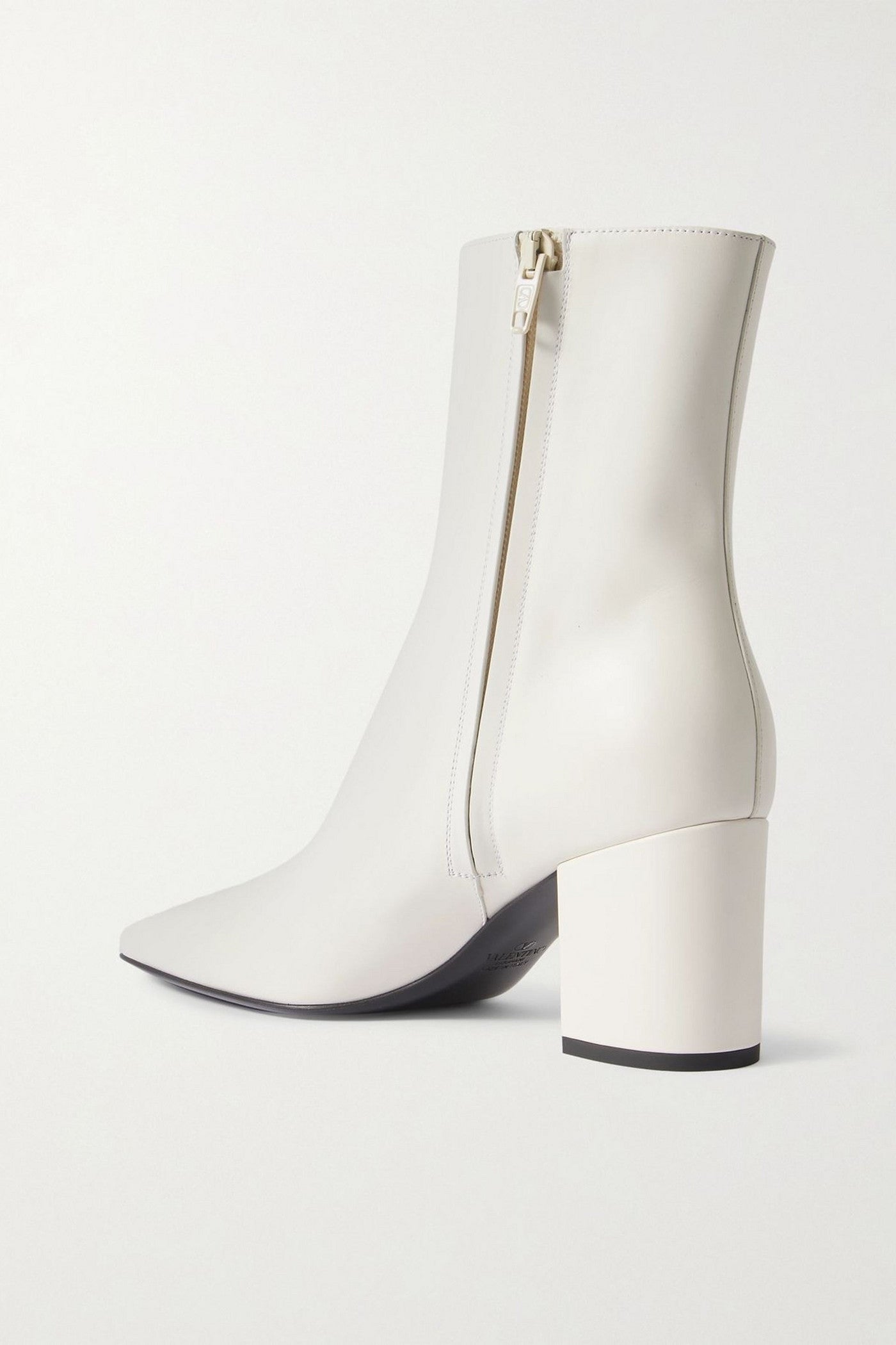 Valentino Garavani Vlogo Bold 70 Leather Ankle Boots Ivory Women's