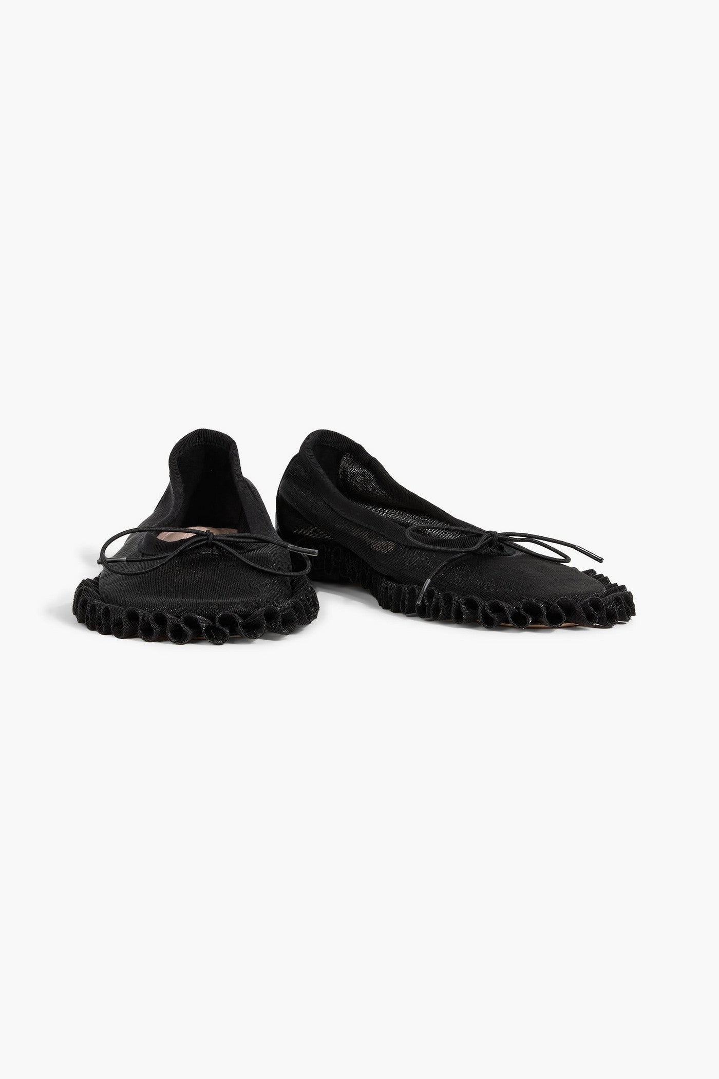 Simone Rocha Tutu Frill Ruffled Mesh Ballet Flats Black Women's