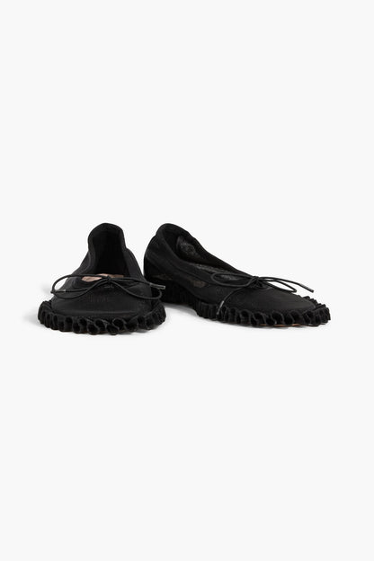 Simone Rocha Tutu Frill Ruffled Mesh Ballet Flats Black Women's