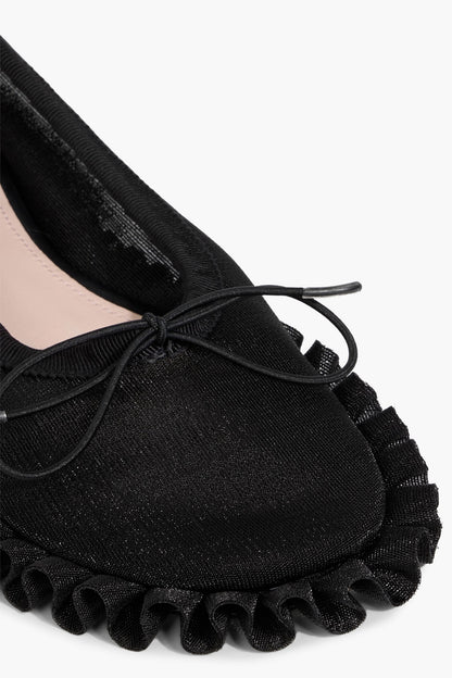 Simone Rocha Tutu Frill Ruffled Mesh Ballet Flats Black Women's