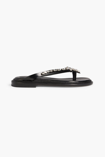 Simone Rocha Embellished Glossed-Leather Sandals Black Women's