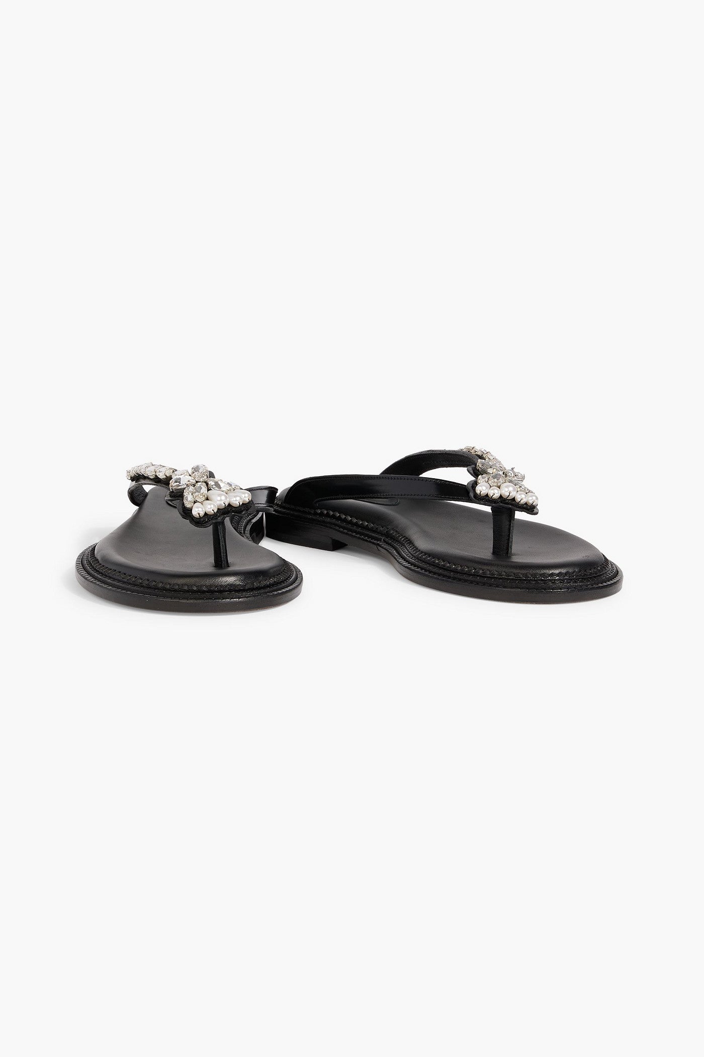 Simone Rocha Embellished Glossed-Leather Sandals Black Women's
