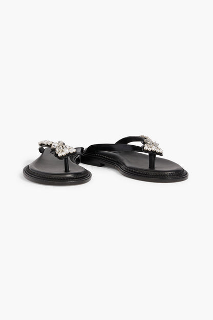 Simone Rocha Embellished Glossed-Leather Sandals Black Women's