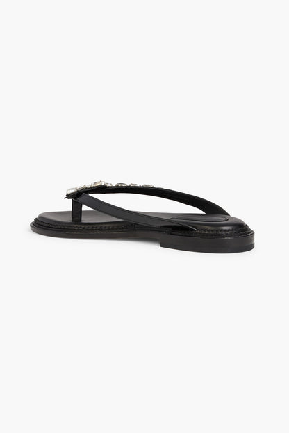 Simone Rocha Embellished Glossed-Leather Sandals Black Women's