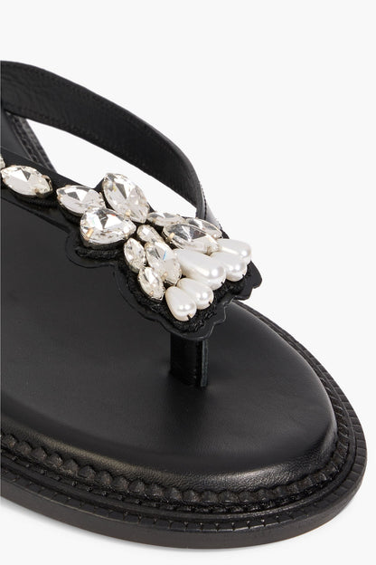Simone Rocha Embellished Glossed-Leather Sandals Black Women's