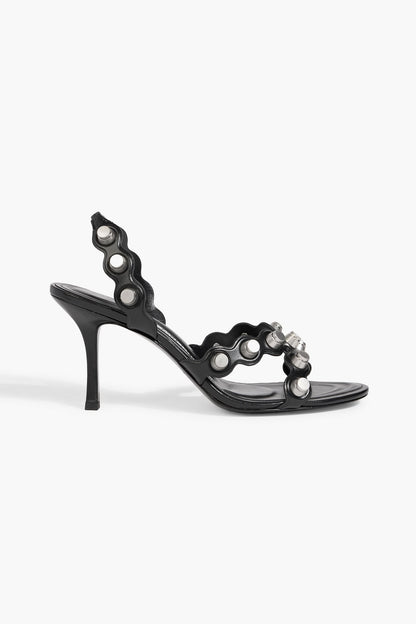 Alexander Wang Riot 85 Embellished Leather Slingback Sandals Black Women's