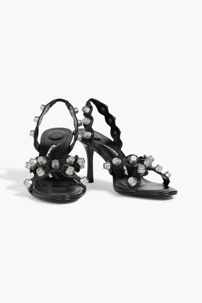 Alexander Wang Riot 85 Embellished Leather Slingback Sandals Black Women's