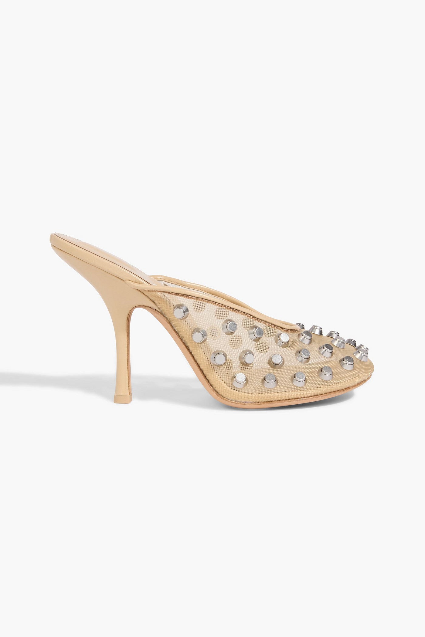 Alexander Wang Rhodes Studded Mesh Mules Beige Women's