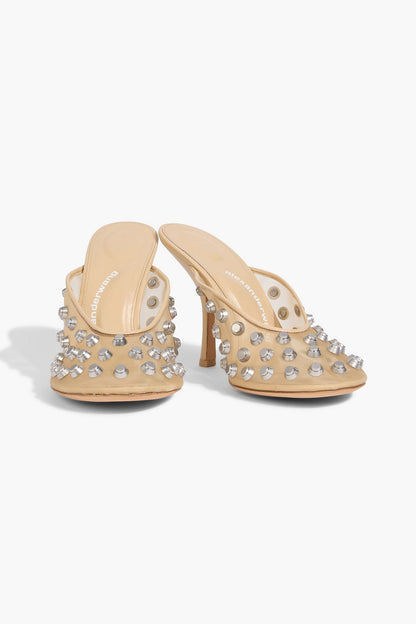 Alexander Wang Rhodes Studded Mesh Mules Beige Women's