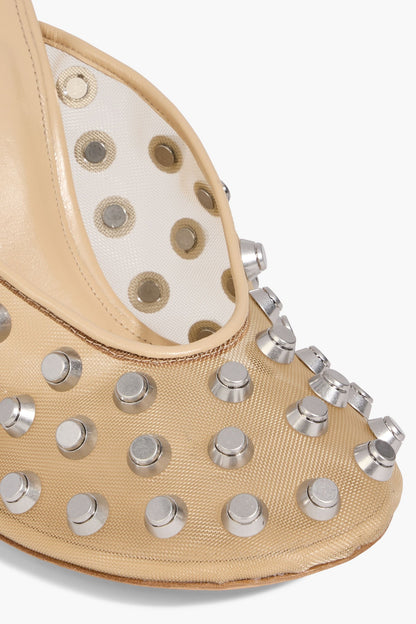 Alexander Wang Rhodes Studded Mesh Mules Beige Women's