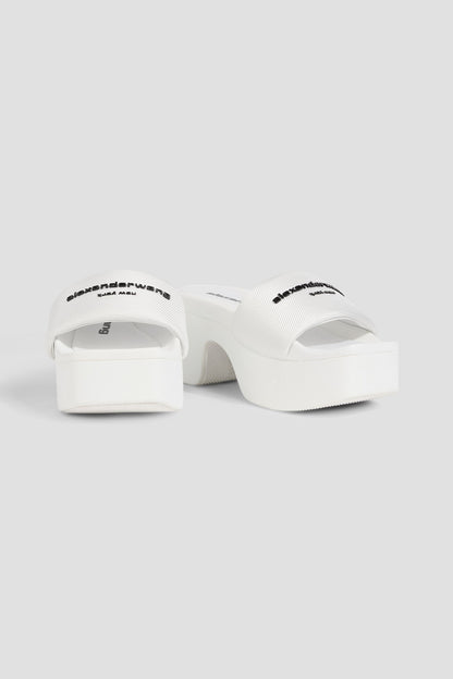 Alexander Wang Canvas Platform Mules White Women's