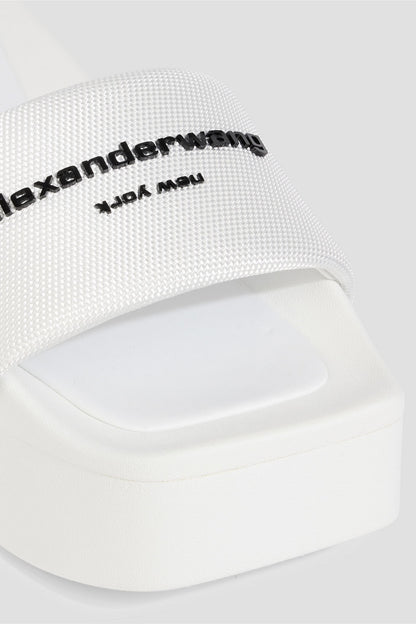 Alexander Wang Canvas Platform Mules White Women's