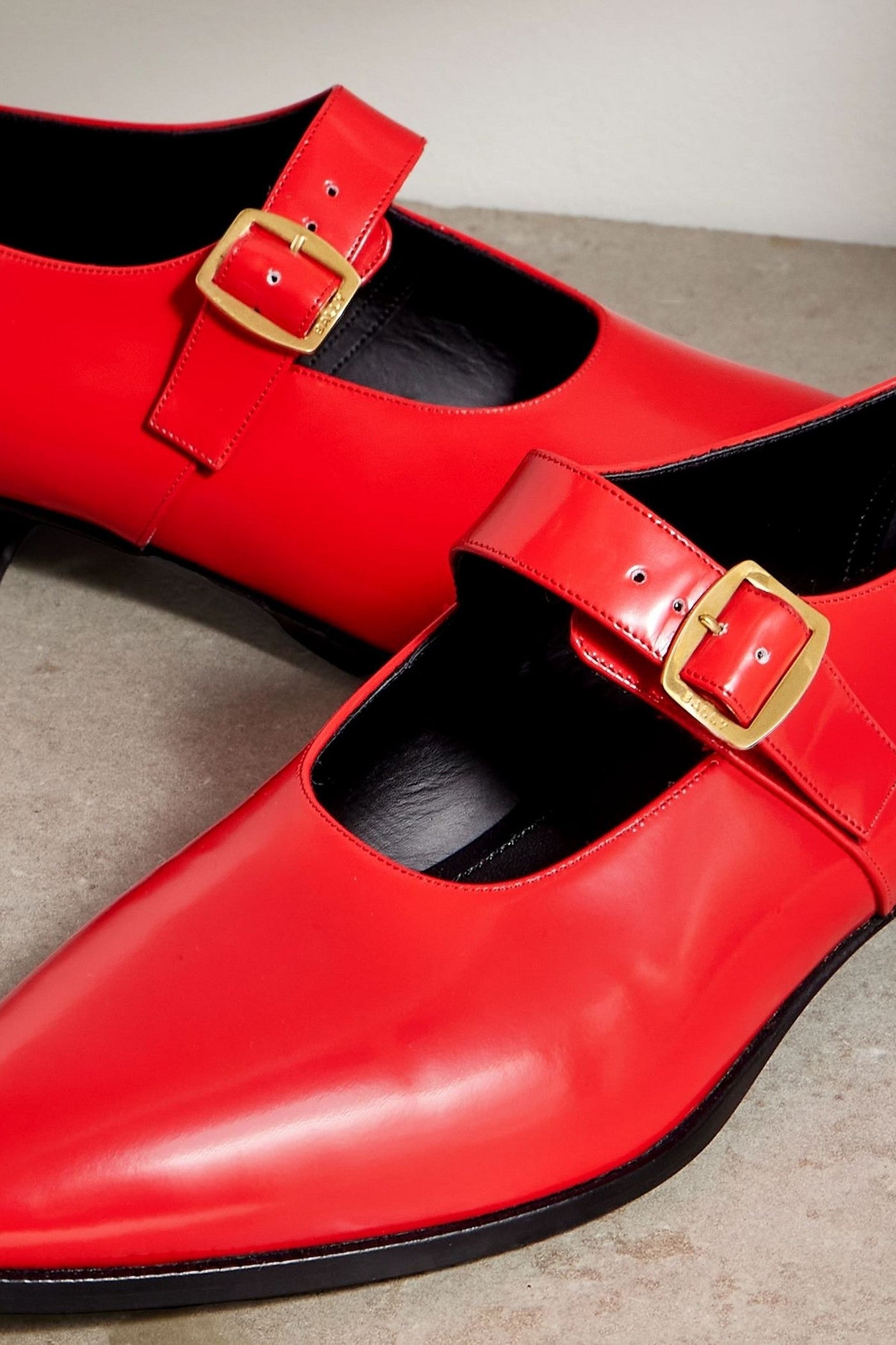 Bally Gerwin Glossed-Leather Mary Jane Flats Red Women's