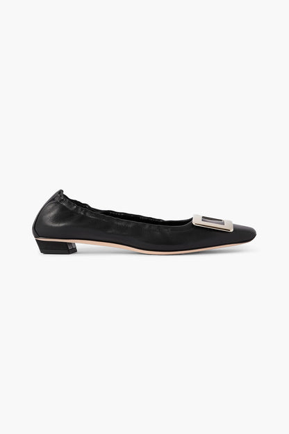 Roger Vivier Belle Vivier Leather Ballet Flats Black Women's