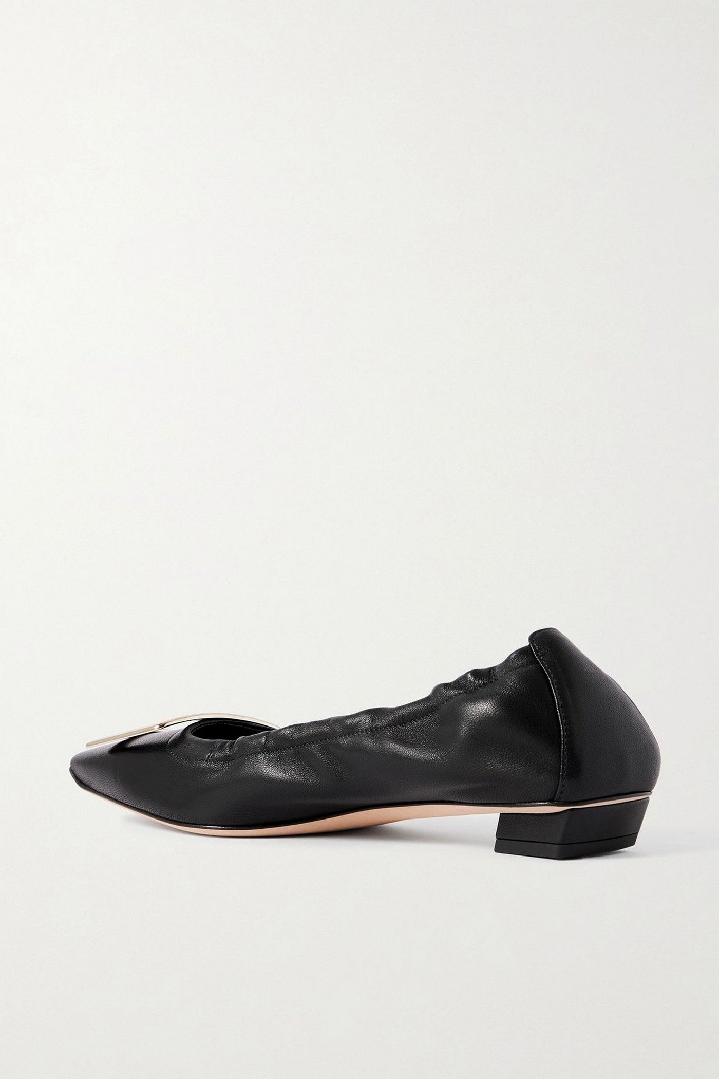 Roger Vivier Belle Vivier Leather Ballet Flats Black Women's