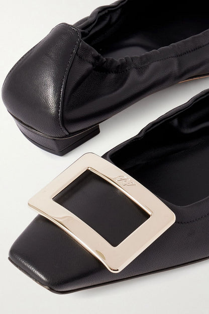 Roger Vivier Belle Vivier Leather Ballet Flats Black Women's