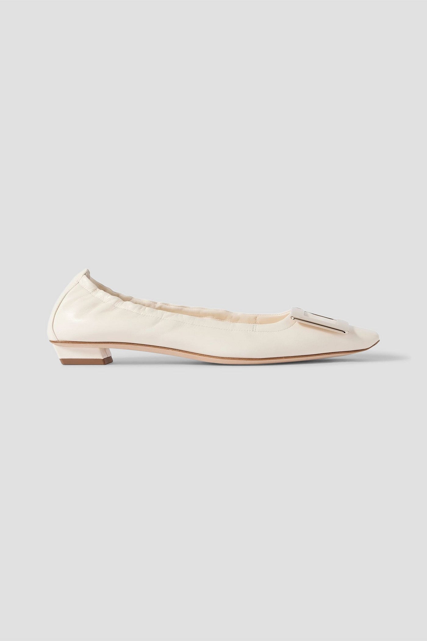 Roger Vivier Belle Vivier Embellished Patent-Leather Ballet Flats Ivory Women's