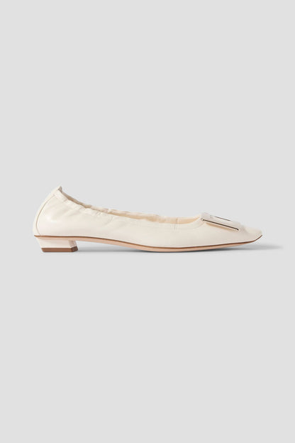 Roger Vivier Belle Vivier Embellished Patent-Leather Ballet Flats Ivory Women's