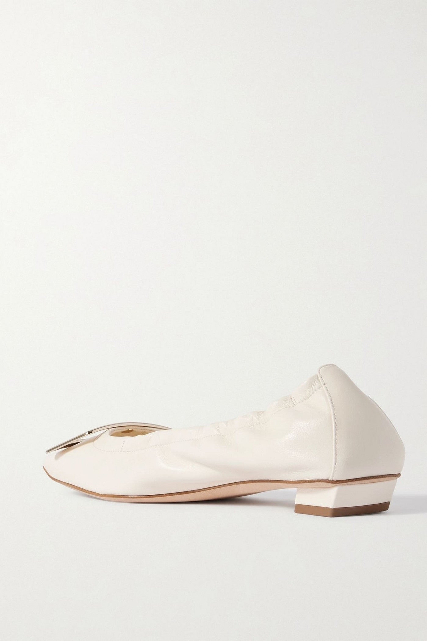 Roger Vivier Belle Vivier Embellished Patent-Leather Ballet Flats Ivory Women's
