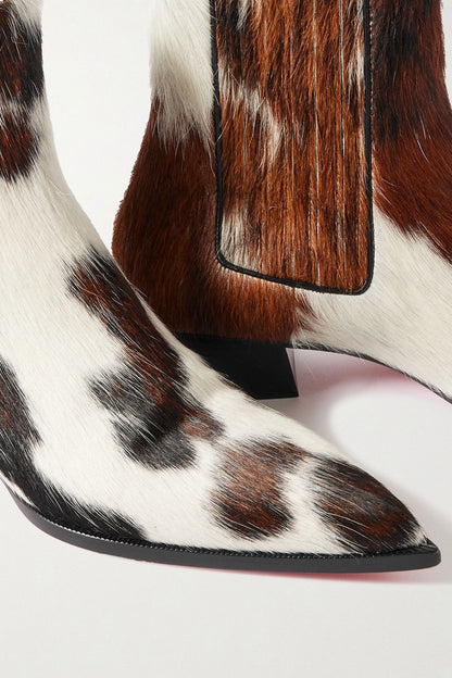 Christian Louboutin Cheliviss Calf Hair Chelsea Boots Animal Print Women's